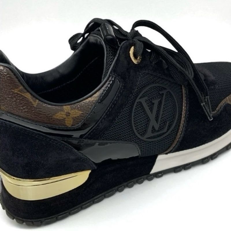 Louis Vuitton Run Away Line Monogram Sneakers Shoes Leather Fabric Suede Black — view 9