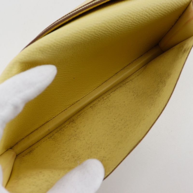 Hermes Bearn Souffle Vaux Epson Yellow R Long Wallet — view 7