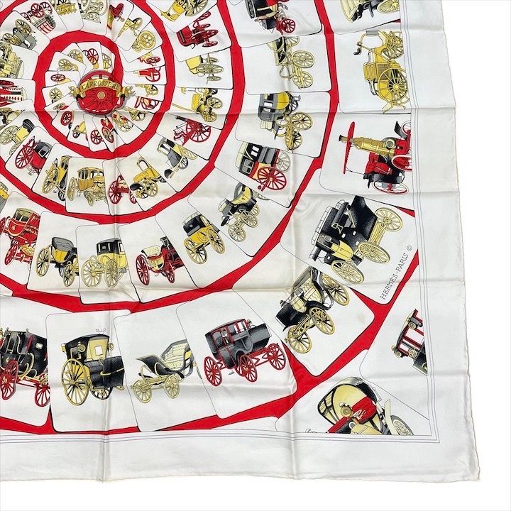 Hermes Carre 90 Large Scarf Shawl Silk Soie White — view 4