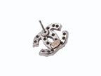 Chanel CC Logo Earrings 03 Rhinestone Metal Silver Clear — view 7