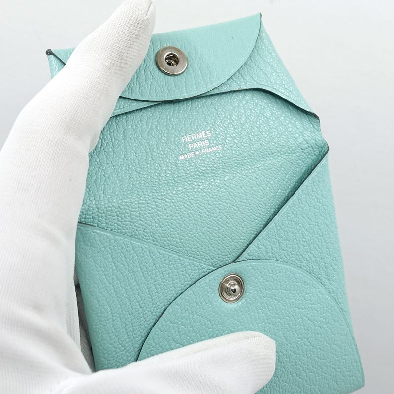 Hermes Bastia GM Coin Case A Stamp Manufactured In 2017 Chevre Aqua — view 5