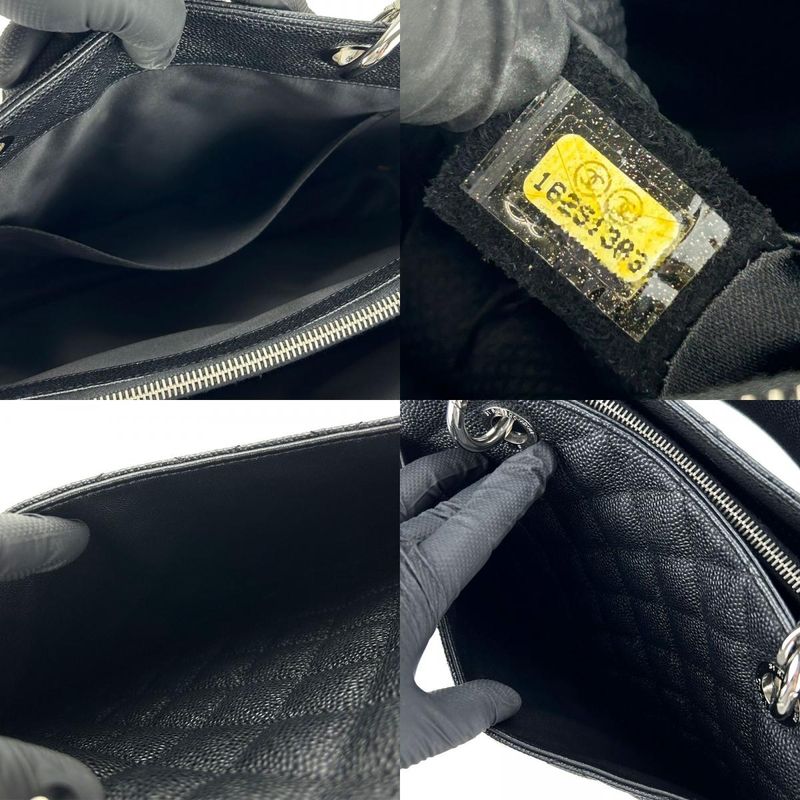 Chanel Tote Bag Grand Shopping GST Caviar Leather Black Silver Hardware Chain 16 th — view 8