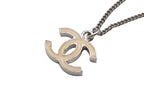 Chanel CC Logo Necklace 07 47 Ivory Silver Metal — view 4
