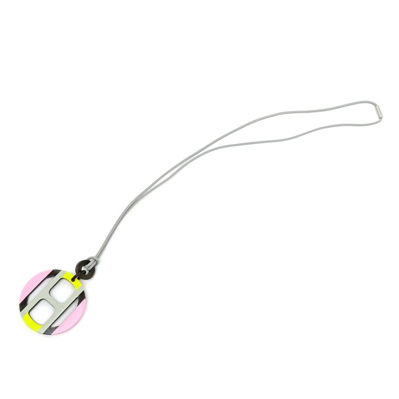 Hermes Necklace H Equipe Buffalo Horn Pink Gray Yellow Pendant — view 8