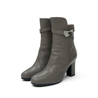 Hermes Boots Short Shoes Leather Grey Silver Kelly Hardware — view 2
