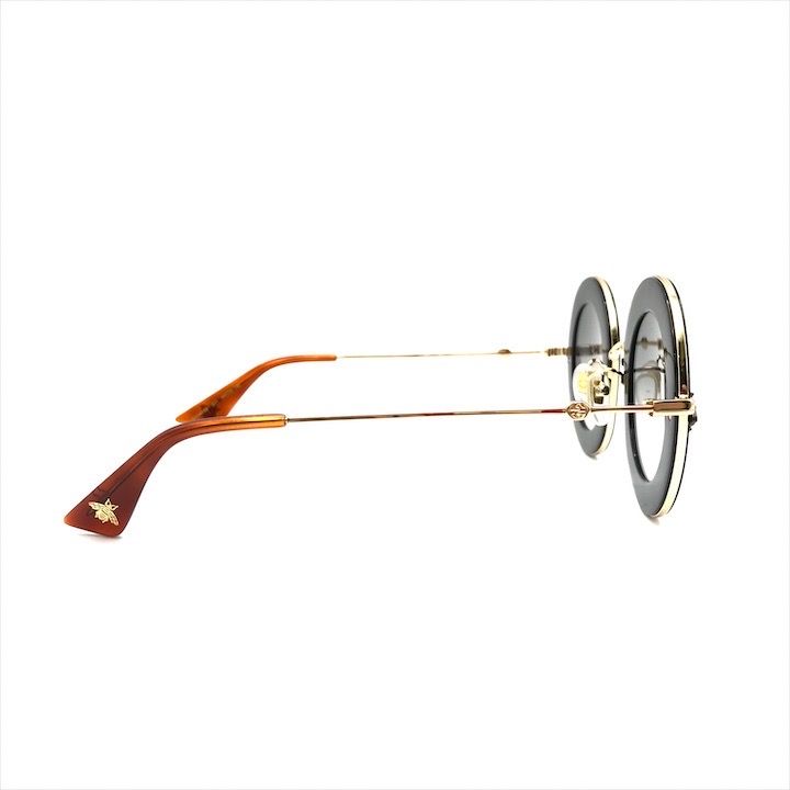 Gucci L'aveugle Paramor Round Frame Sunglasses Eyewear Gold Black — view 5