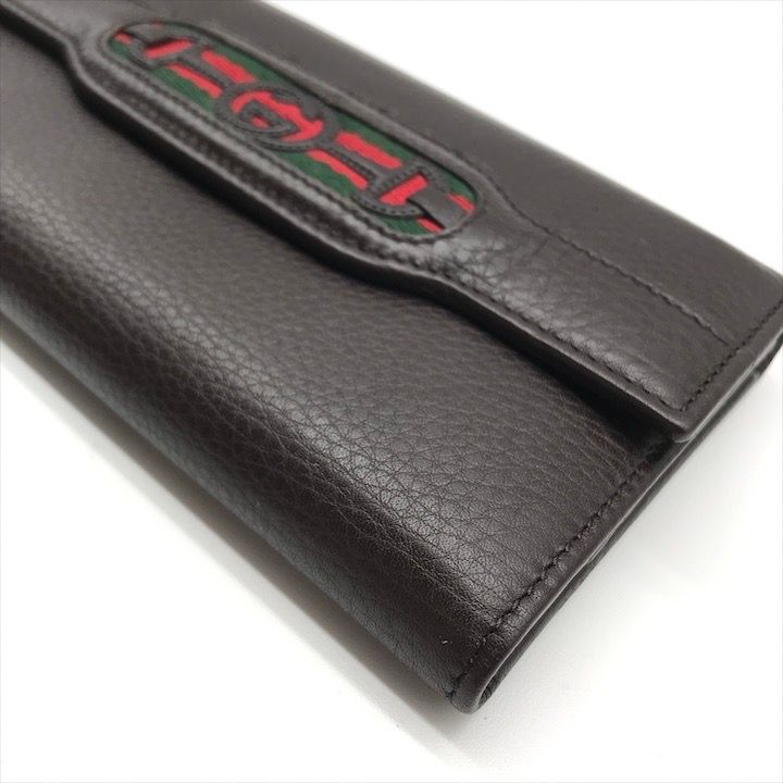 Gucci Geki Interlocking Sherry Line Leather Trifold Wallet Brown — view 4