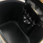 Chanel CC Logo Caviar Leather Vanity Hand Bag Black — view 8