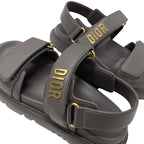 Christian Dioract Sandals Shoes Leather Gray Gold Logo Sports — view 9