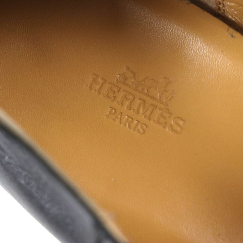 Hermes 2023 Leather Silver Hardware H Logo Square Toe 2 way Loafer — view 8