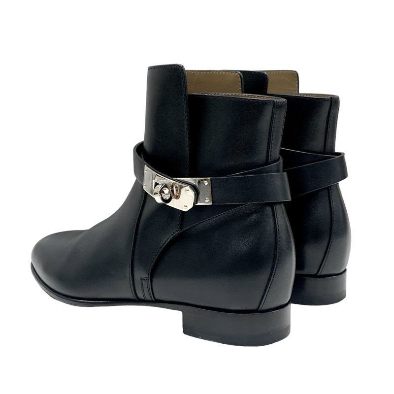 Hermes Neo Boots Short Shoes Leather Black Silver Kelly Hardware — view 4