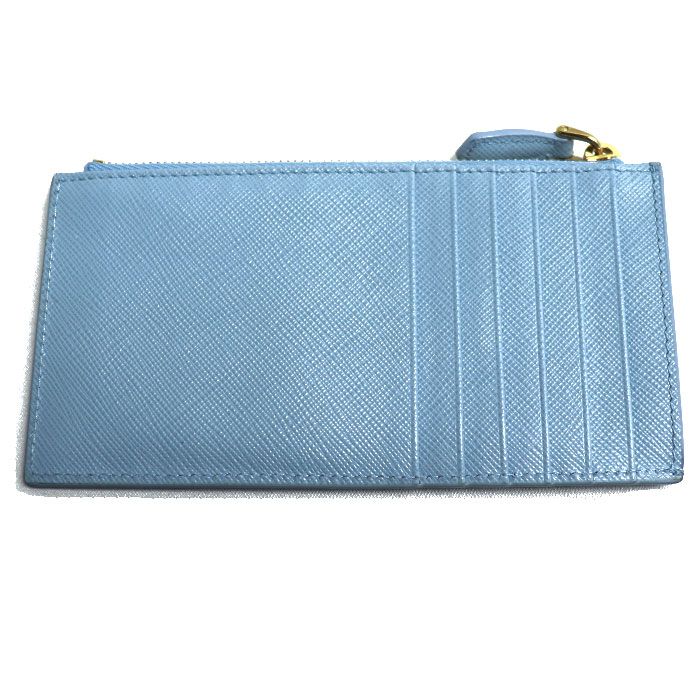 Prada Saffiano Embossed Logo Fragment Case Card Light Blue 1 Mc079 Coin — view 3