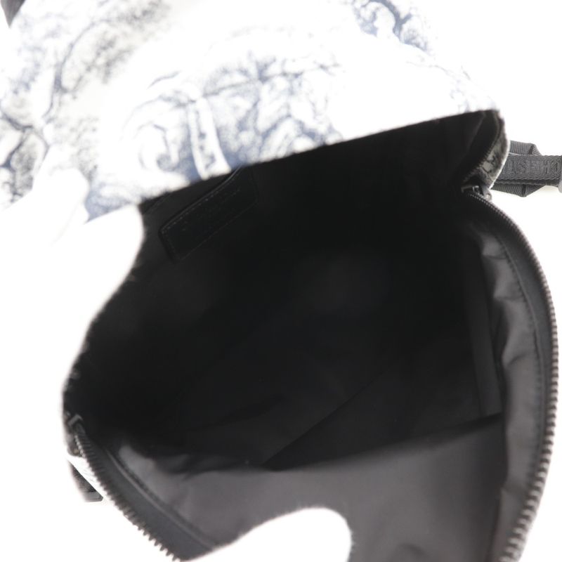 Christian Dior Small Backpack Toile de Jouy M6108 Sntj Nylon Black White — view 6