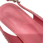 Hermes Flat Shoes Suede Pink Ring Back Rhinestone — view 8