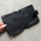 Chanel Stitching Coco Mark W Hook Bifold Wallet Leather Black Compact — view 9