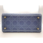 Dior Cannage Lady D-Lite Medium Bag Denim Navy Bu — view 3