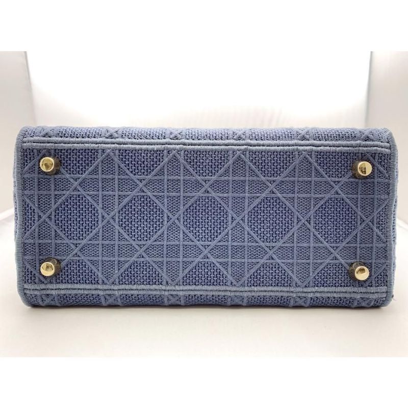 Dior Cannage Lady D-Lite Medium Bag Denim Navy Bu — view 3