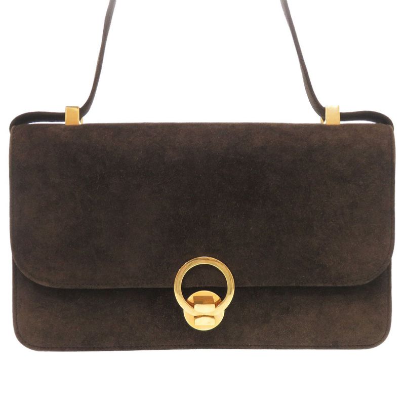 Hermes Ring De Dobris Brown Gold Hardware 00 Vintage Shoulder Bag — view 4