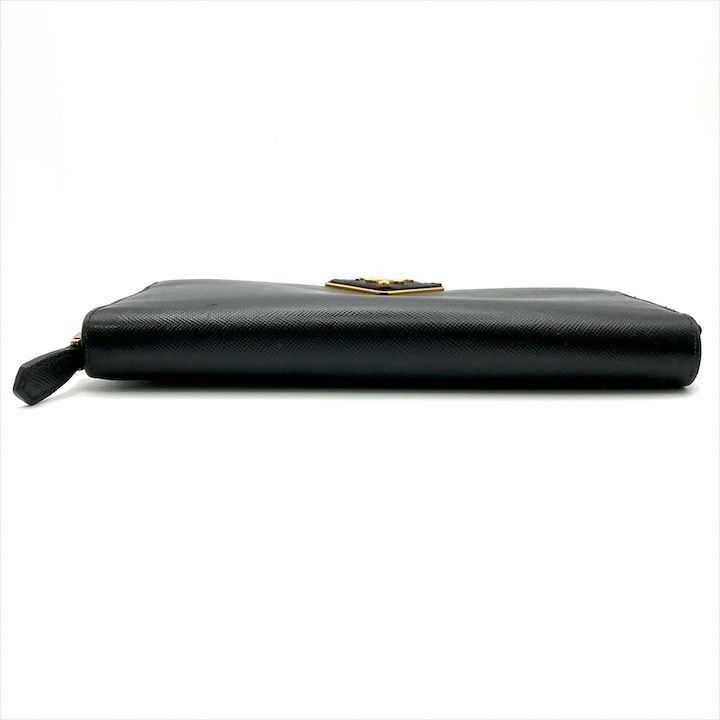 Prada Big Logo Saffiano Zip Around Wallet Black — view 3