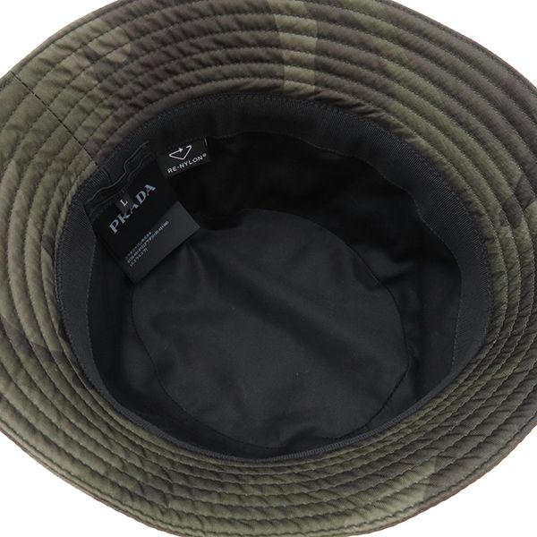 Prada Hat Re-Nylon Pocket Bucket Nylon Camouflage L Triangle — view 3