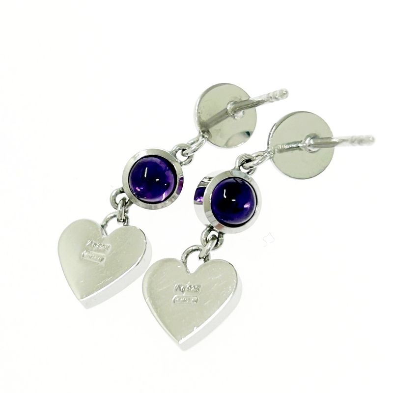 Gucci Silver Heart Amethyst Earrings 4.7 g 925 Engraved — view 6