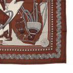 Hermes Carre 140 Scarf Zouavers ET Dragons Bandana Brown Large Shawl — view 5