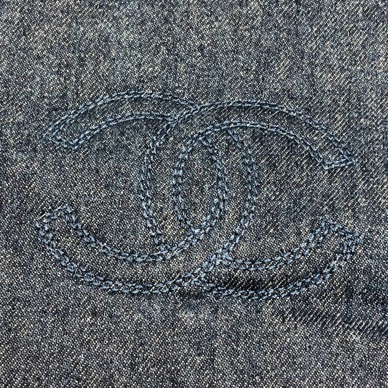 Chanel Tote Bag Denim Blue 5 th Shoulder Leather Brown — view 7