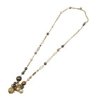 Christian Dior Pearl Chain Metal Faux Gold White Brown Necklace 0088 — view 3