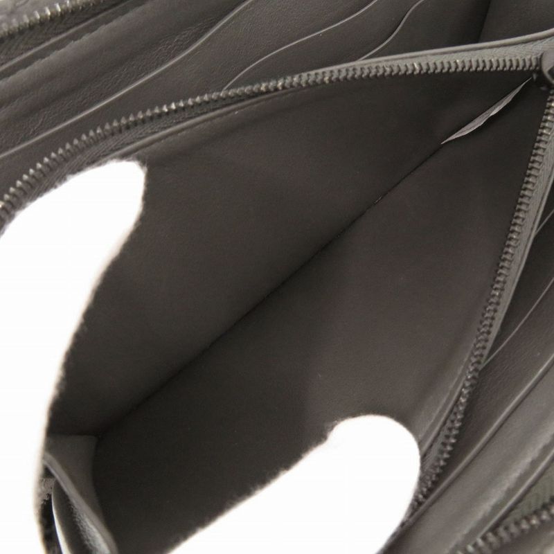 Bottega Veneta Intrecciato Leather Gray Round Zipper Long Wallet 0510 — view 6