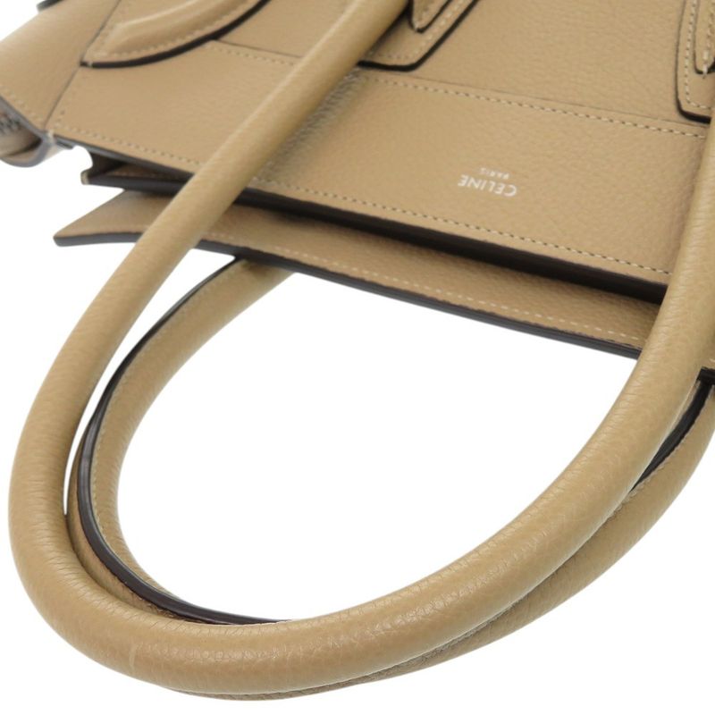 Celine Luggage Micro Shopper Leather Beige Handbag 1112 — view 6
