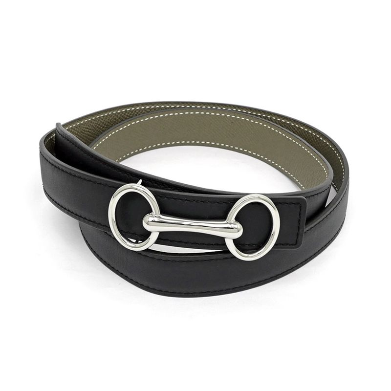 Hermes Elitage Belt 80 cm Black Etoupe Silver Hardware — view 8