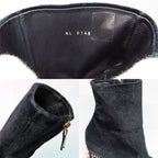 Louis Vuitton Century Line Ankle Boots Short Velvet Block Heel Studs — view 7