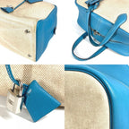 Hermes Boston Bag Victoria 43 Toile Ash Blue Jean — view 6