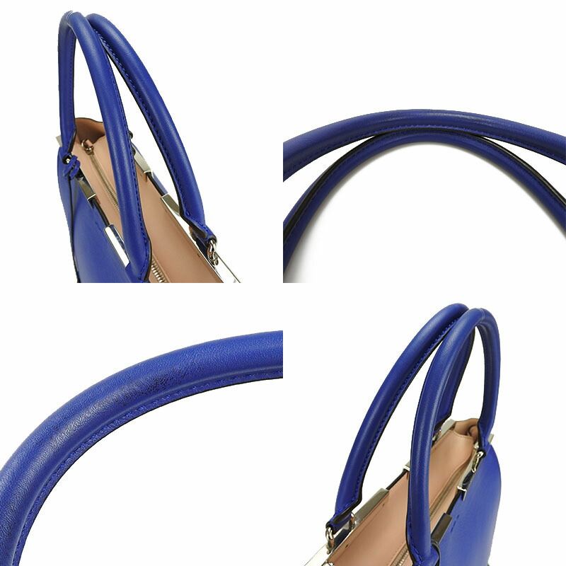 Fendi Handbag Trois Jour 8 Bh279 Leather Blue Silver Hardware 2-Way — view 4