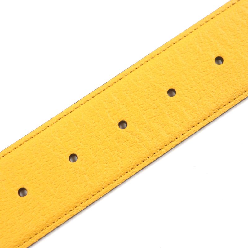 Gucci Memorable Buckle g Logo Bicolor Leather Belt Yellow Blue — view 8