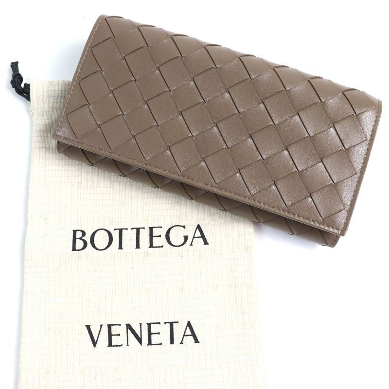 Bottega Veneta Intrecciato Flap Wallet Bifold Leather Long Brown Storage — view 2