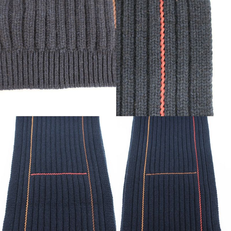 Hermes Muffler-h Torsade Cuir Navy-style Cashmere Silk Clothing Scarf — view 5