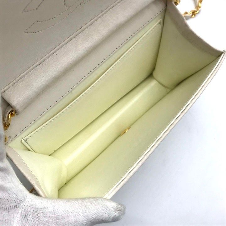 Chanel CC Logo Mini Quilted Lambskin Push Lock Chain Shoulder Bag White — view 9