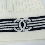 Chanel Knit Cap Cashmere Cotton White Black Hat Coco Mark Apparel — view 9