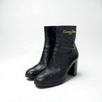 Christian Dior D-town Boots Short Shoes Leather Black Gold Logo — view 2