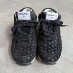 Chanel Coco Mark Sneakers Suede Mesh Logo Black White 38 — view 5