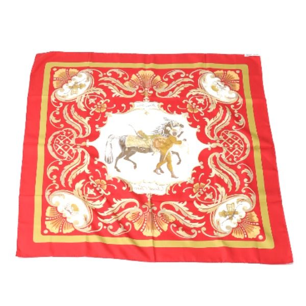 Hermes Carre 90 Cheval Jurc Turkish Horse Scarf Red — view 2
