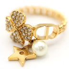 Christian Dior Ring D-clover Clover Star Resin Pearl Size L 13.5 — view 4