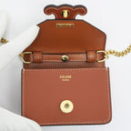 Celine Triomphe Card Holder With Chain 10 J743 dpv.04 lu Tan Brown — view 6
