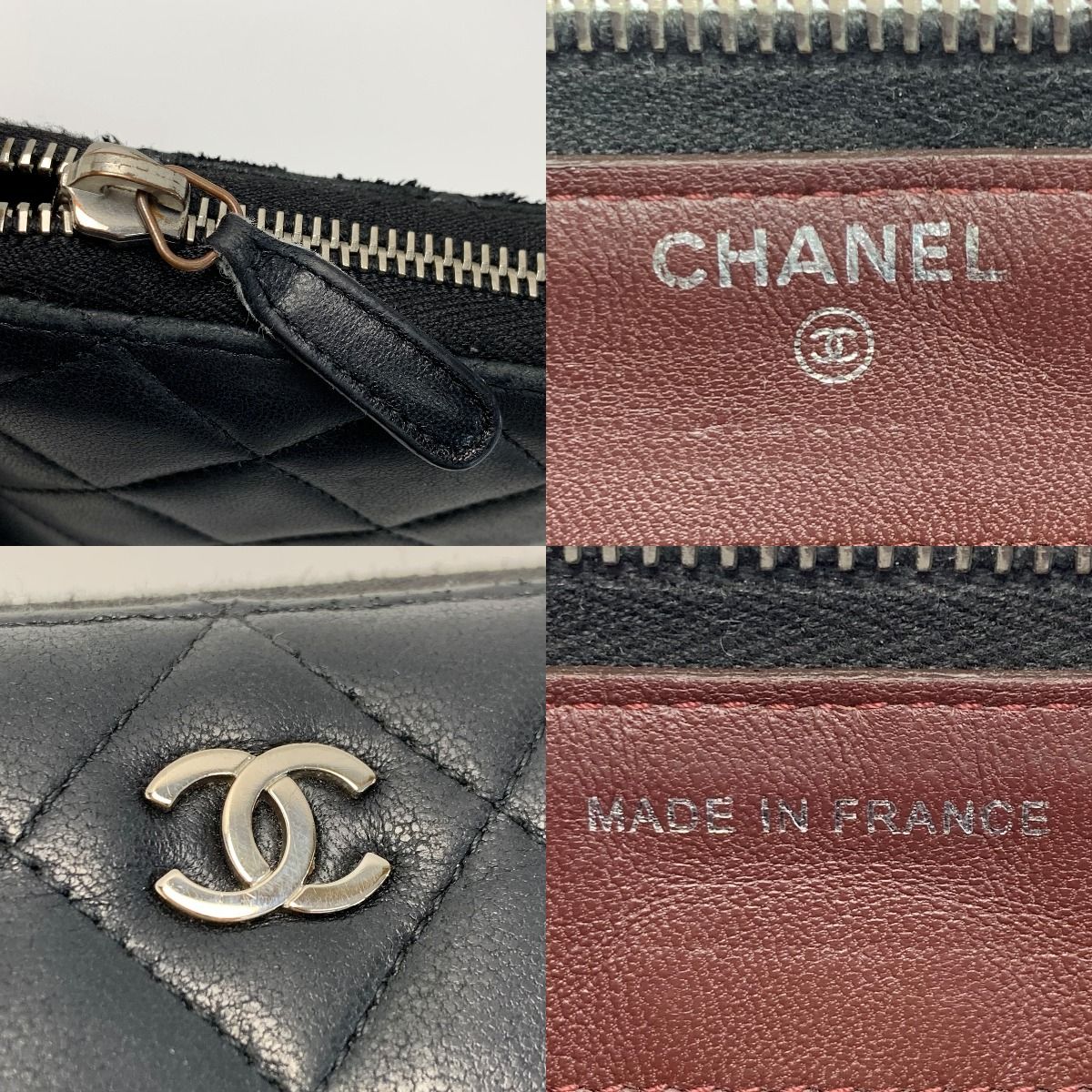 Chanel Quilted Lamb Leather Black Round Zipper Wallet — view 6