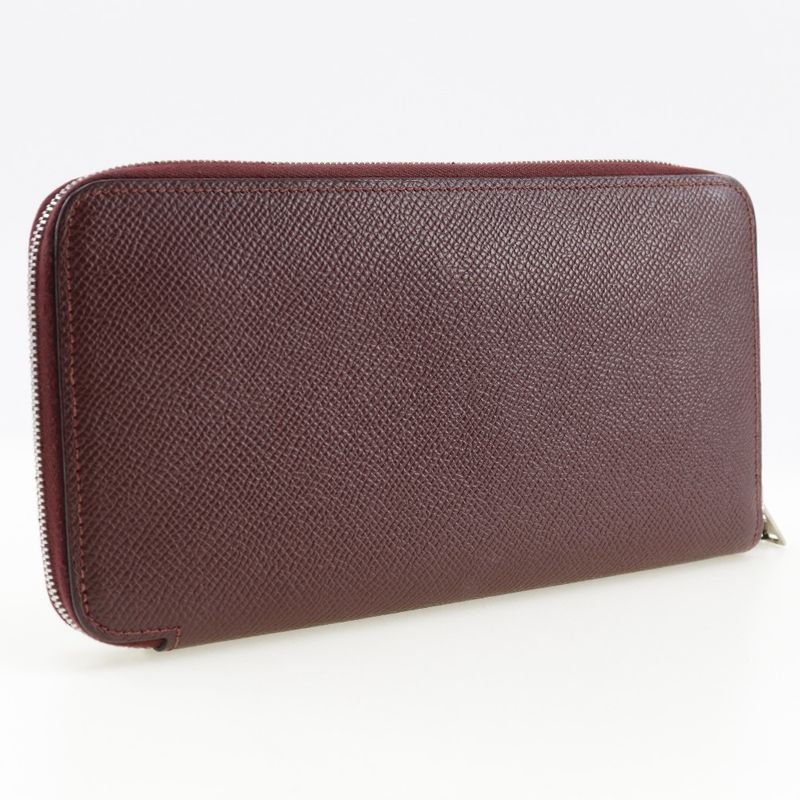 Hermes Azap Long Silk-in Vaux-epson Rouge Ash Bordeaux R Wallet — view 3