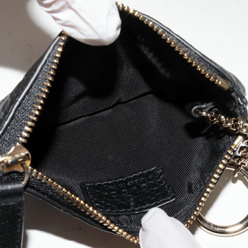 Gucci Coin Case Key GG Emblem Pouch Grain Leather Black — view 3