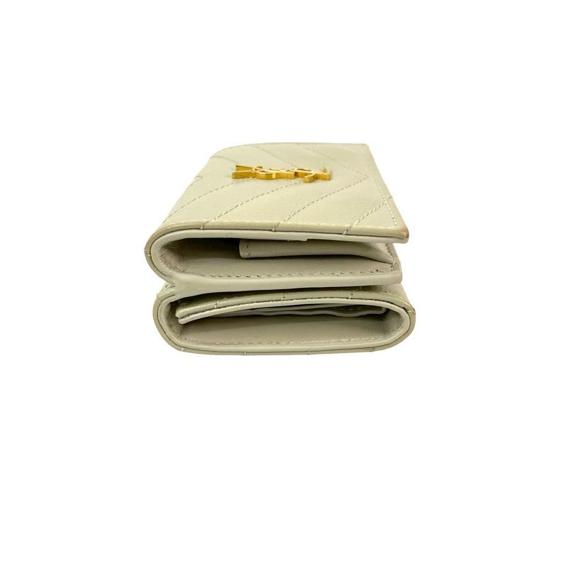 Saint Laurent Paris YSL Logo Leather Wallet White