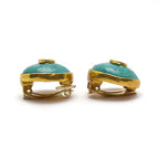 Chanel Earrings Coco Mark Greenish Green and Gold 98 — view 5