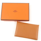 Hermes Calvi Vaux Epson Leather Card Case Coin Wallet Gold With Z Box — view 2